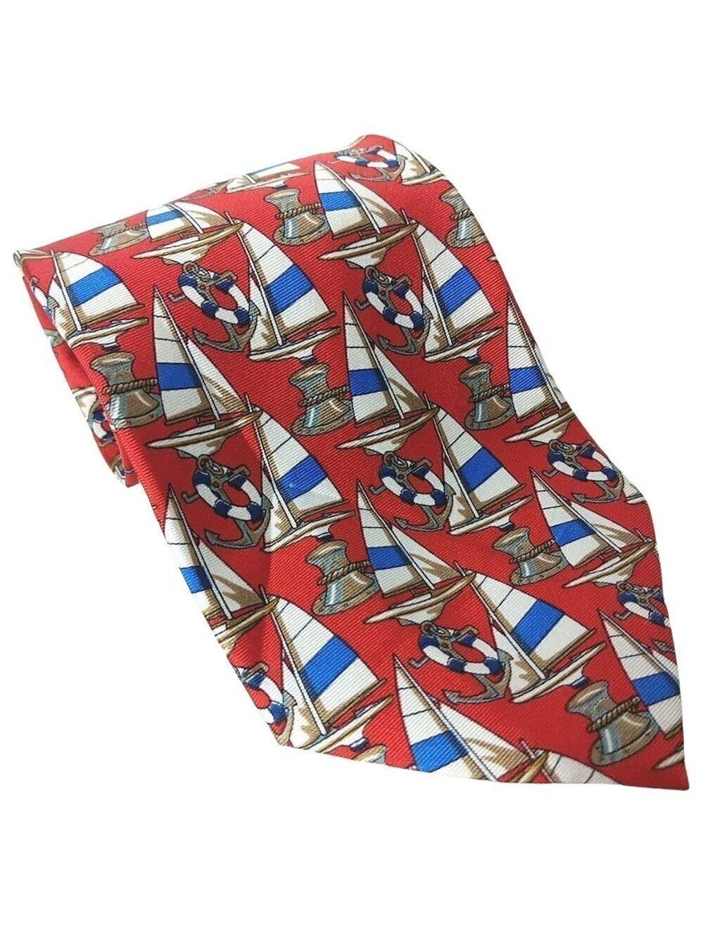 Utopia Silk Nautical Necktie Sailboat Anchor